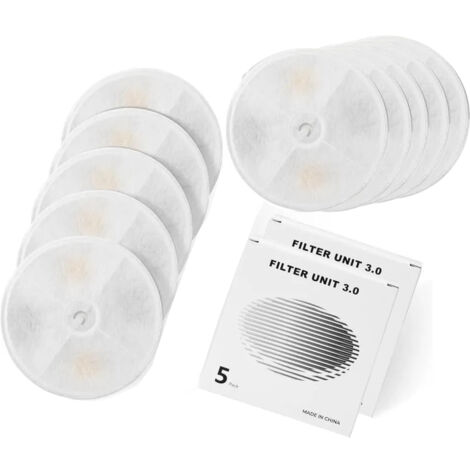 Elemento filtrante para dispensadores de agua para perros y gatos, 3.0, 10 piezas, para usar en dispensadores de agua EVERSWEET 2.0 y 3.0 y CYBERTAIL