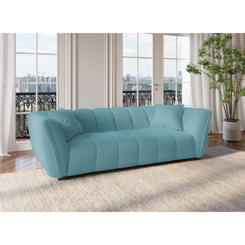 Elena - Canapé 3 places en tissu 3D vert d'eau elena