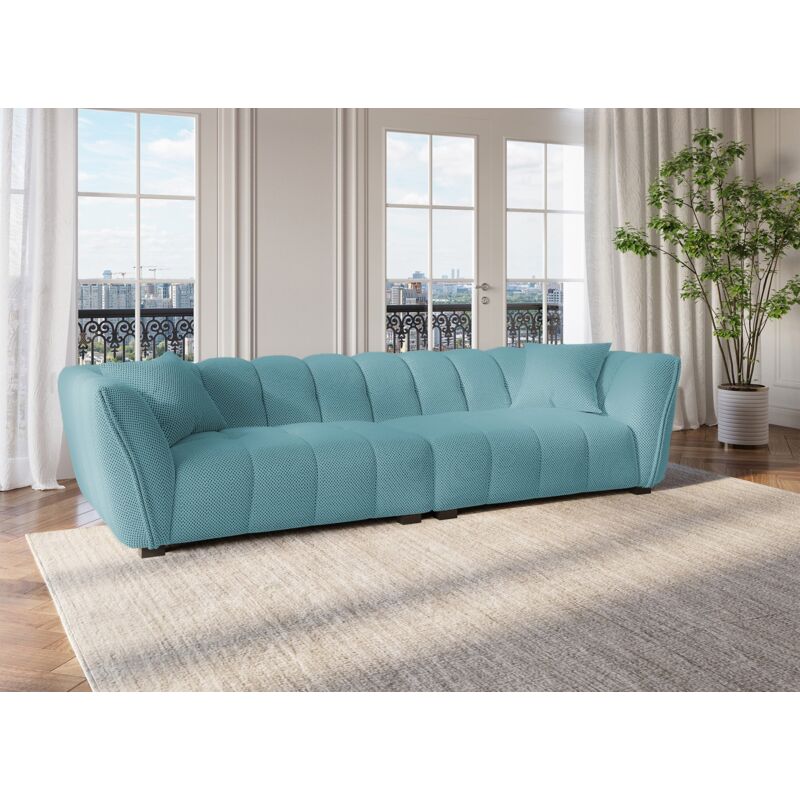 ELENA - Canapé 4 places en tissu 3D vert d'eau ELENA