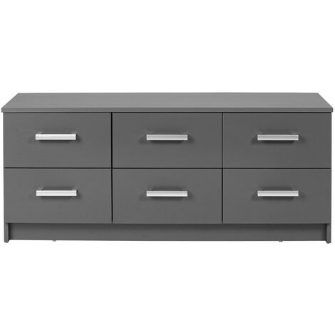 Elenzio Commode 6 tiroirs, gris.