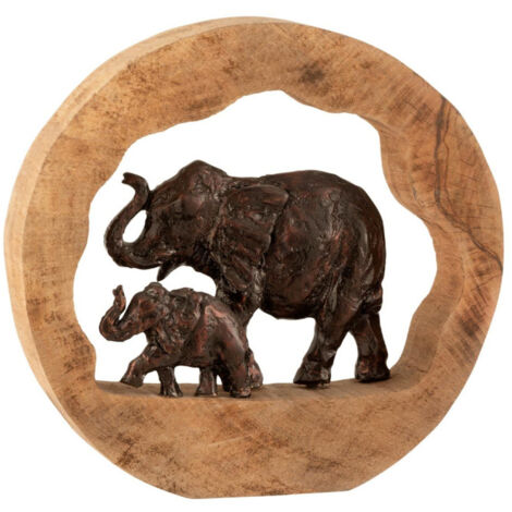 Éléphant avec Enfant Déco "Kenya" 37cm Bronze