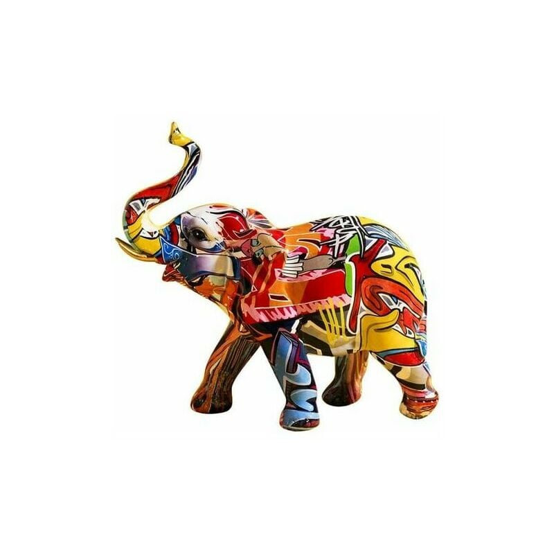 Lablanc - Elephant Decoration, Figurines Animaux en Resine, Objet Decoration Moderne Sculpture Graffiti, Statue Elephant Deco pour Décoration de