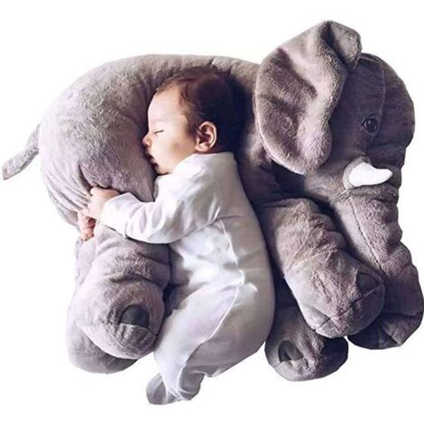 Éléphant Doux Jouets Animaux Oreiller Farcis en Peluche Bébé Coussin Copains Coussin en Peluche Jouet pour Enfants (Gris, 60cm)