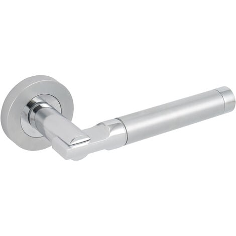 GEORGE BOYD Elettra Door Lever Handle Sprung Rose 50 x 10mm Satin/Polished Chrome (PAIR)