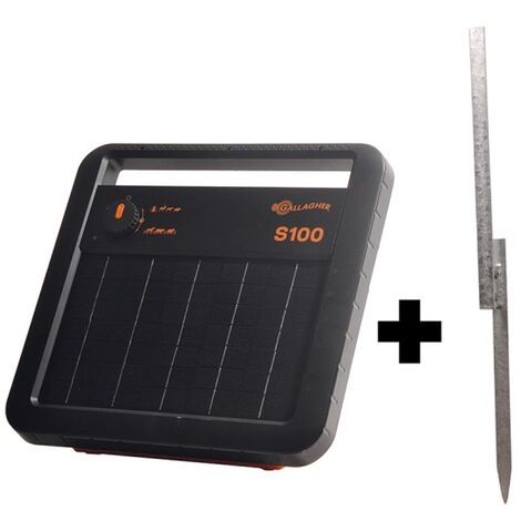 Elettrificatore ad Energia Solare S100 GALLAGHER con Batteria Inclusa e Picchetto di Messa a Terra Supporto Lunghezza di Base 90 cm
