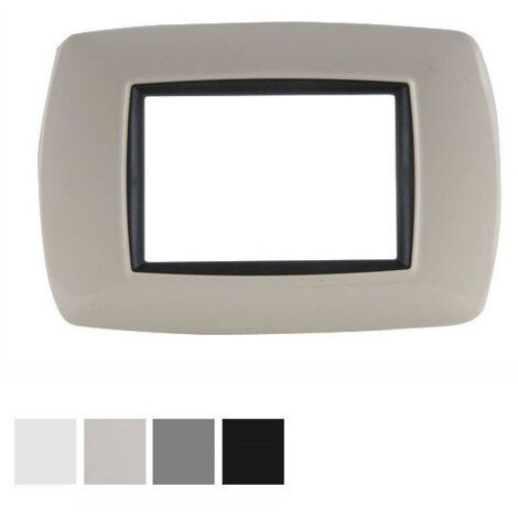ELETTROCANALI Placca life, 3 posti, colore grigio scuro