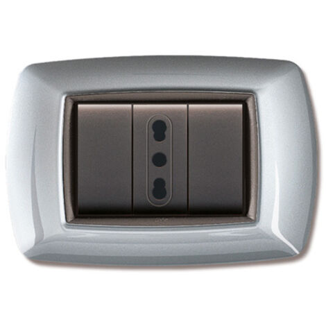 Elettrocanali Placche Tecnopolimero Mylife Alluminio Chiaro con Adattatore 3 Moduli