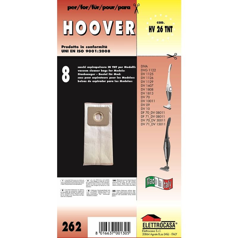 Image of Elettrocasa - hv 26 tnt Stick vacuum Sacchetto per la polvere accessorio e ricambio per aspirapolvere