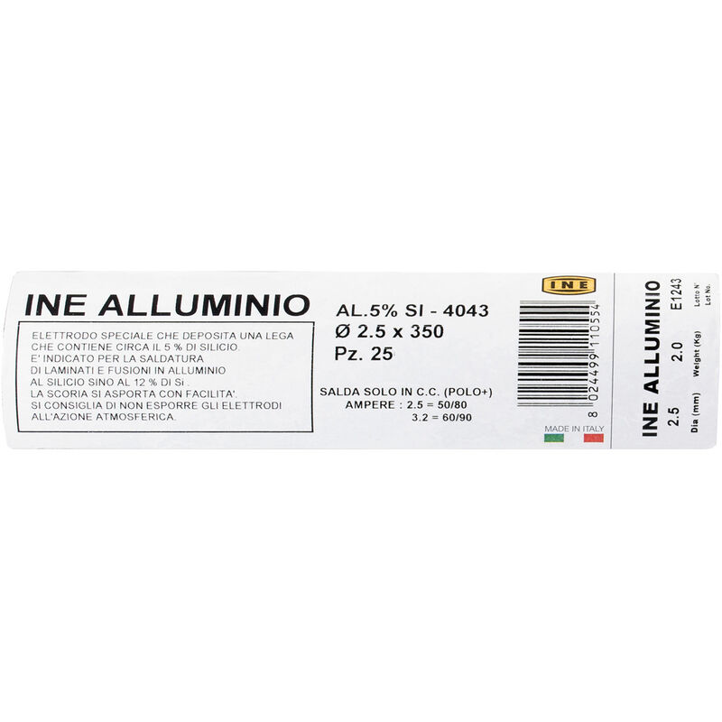 Ine elett. allum.5 mm.2,5x350 pz.222 kg.2,0