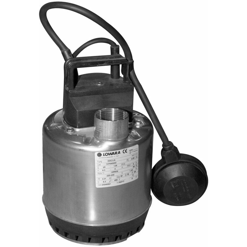 Lowara - Elettropompa pompa per acque sporche 0,75 hp sommergibile portatile e automatica in acciaio inox DOC3