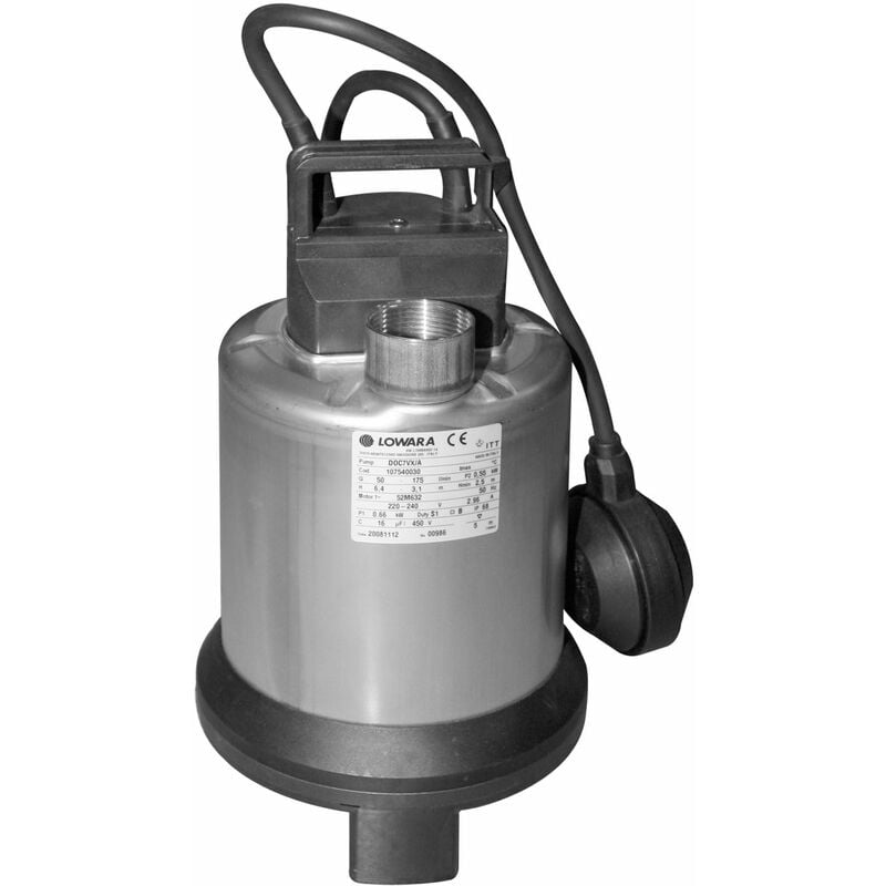 Lowara - Elettropompa pompa per acque sporche 0,75 hp sommergibile portatile e automatica in acciaio inox DOC7VX