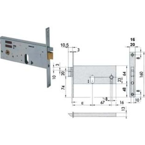 ELETTROSERRATURA DA INFILARE PER FASCE MM.64 H 1451- - mm.70 (14511700) frontale mm.20 - 1 pezzi CISA