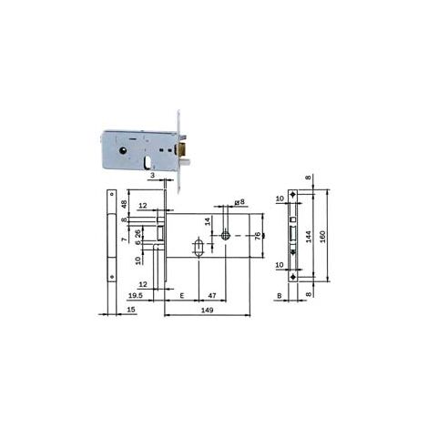 ELETTROSERRATURA DA INFILARE PER FASCE MM.76 H 550  mm.60, frontale mm.16 (5506010)    ISEO