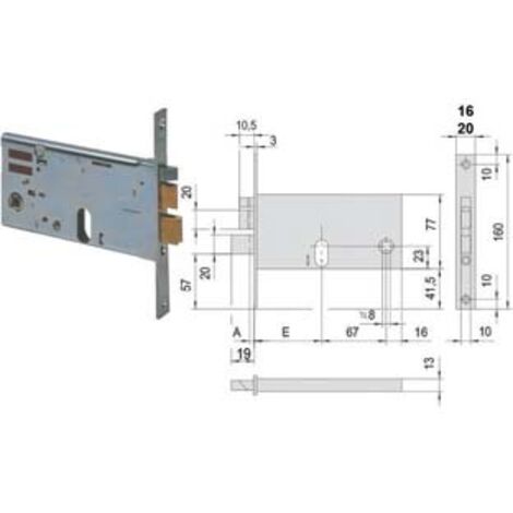ELETTROSERRATURA DA INFILARE PER FASCE MM.77 H 1446- - mm.90 (14460900) frontale mm.16 - 1 pezzi CISA