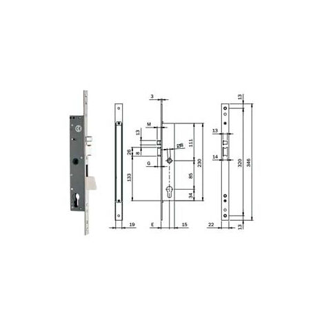 Elettroserratura Infilare Montanti Con Caten. Quadro E Scrocco 78180 - mm.25 (781802252)