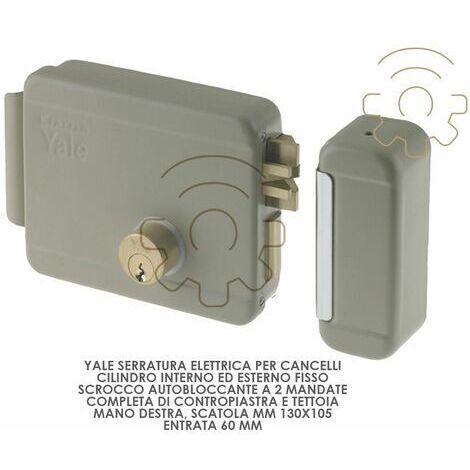 Elettroserratura per cancello - Scrocco autobloccante 2 Mandate Mano Destra - Entrata 60 mm - 68080