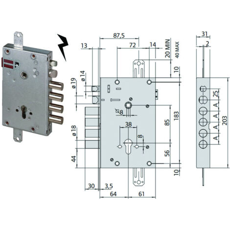 ELETTROSERRATURA TRIPLICE CILINDRO EUROPEO PORTE BLINDATE 15515 CISA