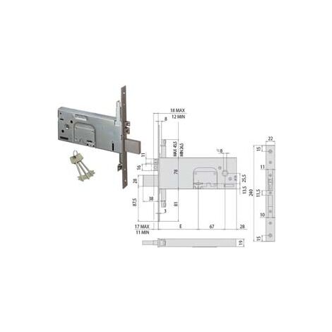 ELETTROSERRATURA TRIPLICE INFILARE PER FASCE DOPPIA MAPPA MM.78 H 17357- - mm.90 (17357900) - 1 pezzi CISA