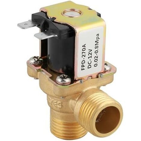 Elettrovalvola 1/2" G, elettrovalvola in ottone 12V interruttore ingresso acqua normalmente chiuso con filtro