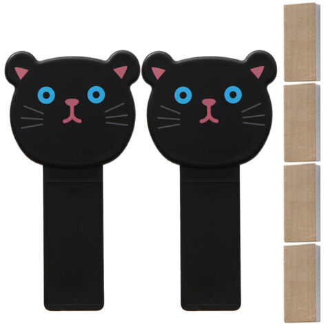 Elevador de asiento de inodoro – Paquete de 2 – Gato negro – Mango para levantar el asiento y la tapa del inodoro, fabricado en PP, fácil instalación con cinta adhesiva de doble cara.
