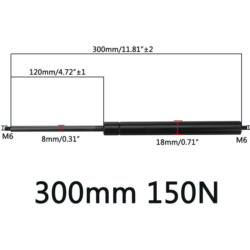 

Elevador de Resorte de Gas Universal 150N Admite Puntales de 300 mm para Caravanas de Barcos a Motor