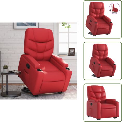 Elevador de sillón - vidaXL Sillón reclinable elevable cuero artificial rojo - Reposapiés ajustable