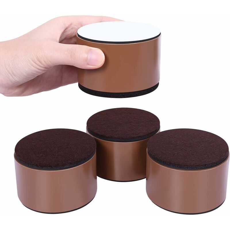 Elevadores para muebles de 5 cm, elevadores de cama de 6 cm de diámetro, pueden levantar 5 cm para sofá, cama y armario, redondos de color marrón