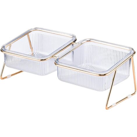 Elevated Cat Bowls, 5.5 inches Food & Water Bowls 15° Tilted Raised Food Feeding Dishes with Iron Stand for Cats and Puppy, with 2 Large Bowl and 4 Anti Slip Feet, Dishwasher Safe
