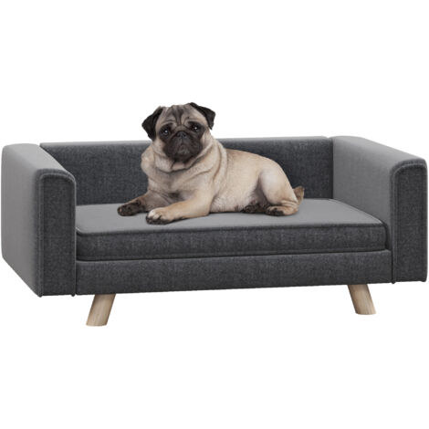 Elevated Dog Sofa Bed, with Cushion, for Medium and Small Dogs, Grey