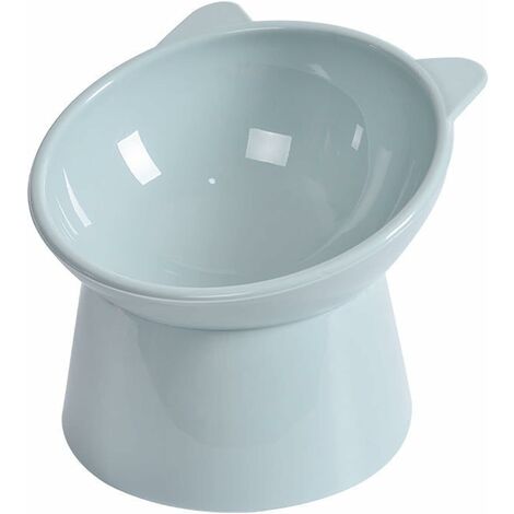Elevated Kitten Bowl for Food/Water, Anti-Vomiting Cat Food Bowl 15° Tilt Non-Slip Pet Bowl Cat Bowl Dog Bowl (Blue)