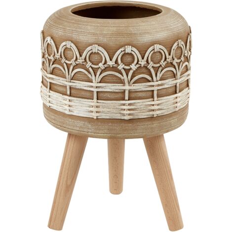Elevated Plant Pot CYRTOMIUM 27 cm Light Brown