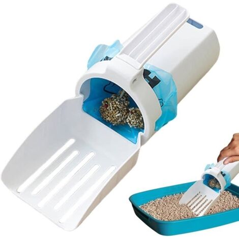 Élévateur de crottes de chaton,pelle à litière pour chat,Scooper pour chat avec poubelle,Pelle de tamisage de litière portative