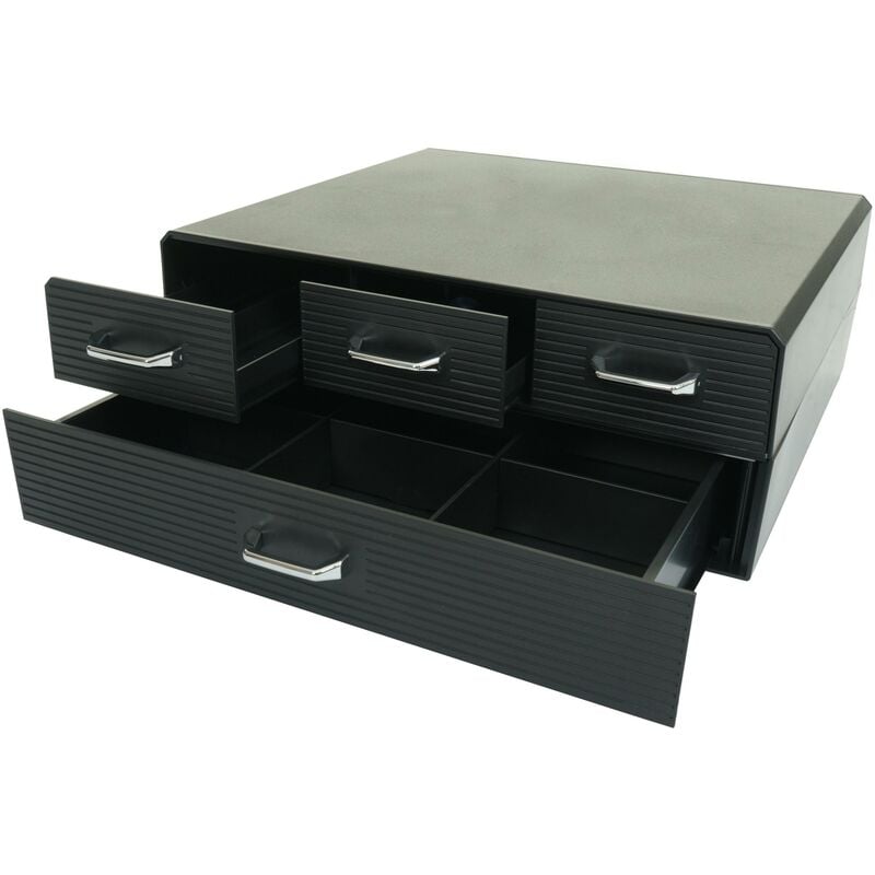 HHG - lévation d'écran 764, support d'écran Élévation d'écran Boîte de rangement avec 4 tiroirs et 15 compartiments 13x34x31cm