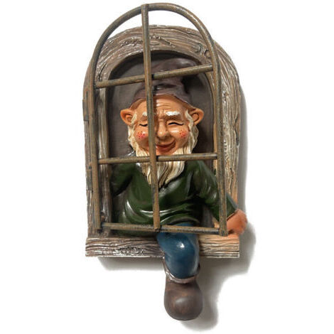 Elf an der Tür, Umarmungsfigur, Lustige Gartenzwerg-Statue, Hängende Gartenzwerg-Figur aus Kunstharz, Fantasievolle Baumskulptur, Ideale Gartenskulptur, Terrassendekoration