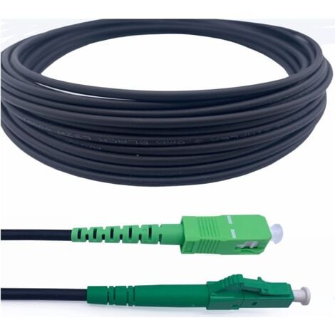 Elfcam - 100m Cable de Fibra Óptica Blindado de Acero para Exterior e Interior LC/APC a SC/APC OS2 Monomodo Simplex LSZH Negro
