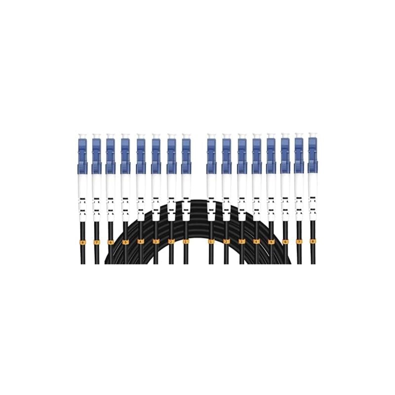 Elfcam - 30m Câble Fibre 8 Fibres avec Connecteurs 4x Duplex lc/upc vers 4x Duplex lc/upc, Fibre Optique Monomode 9/125um OS2, 30 Mètres