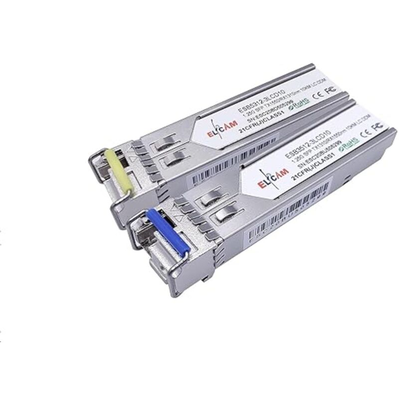 Elfcam - Lot de 2 Modules sfp bidi 1,25 Gbps - sc Monomode, ddm 10 km, tx 1310nm / rx 1550nm & tx 1550nm / rx 1310nm