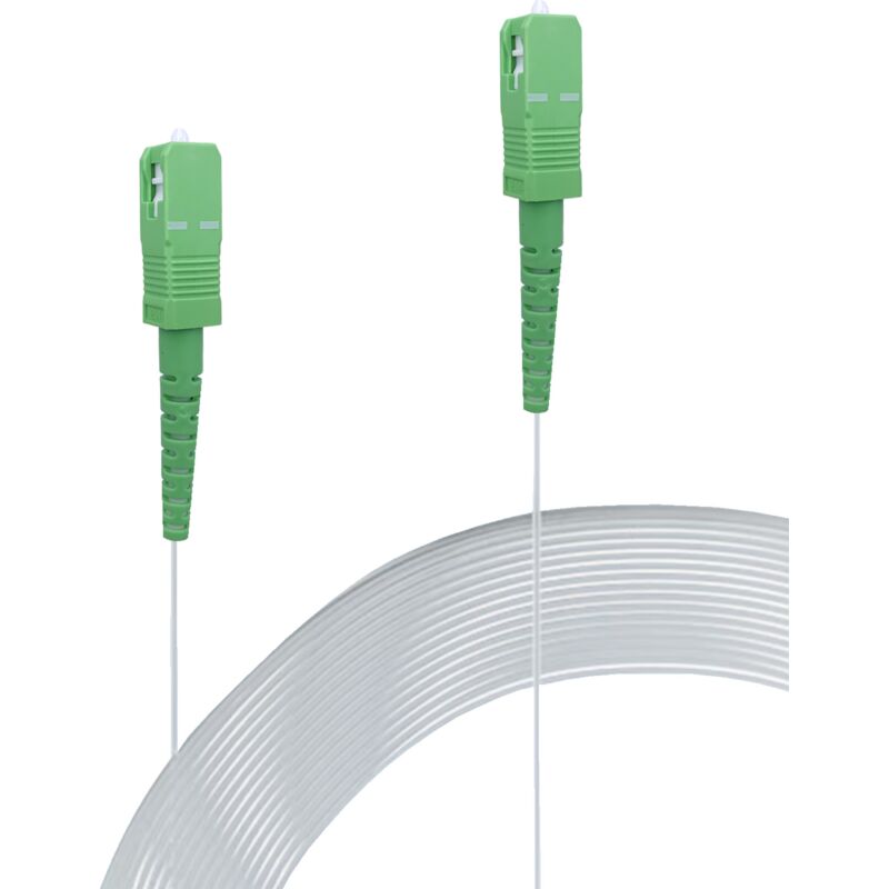 Elfcam - 20m Câble Fibre Optique Invisible sc/apc à sc/apc - Monomode 125µm OS2, Gaine Transparente en Nylon, Compatible Orange, sfr, Bouygues