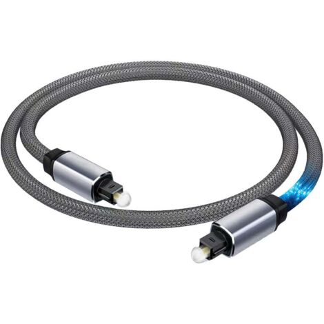Elfcam®- 1,8m Câble Optique Audio Numérique Toslink, Gaine en Nylon, Qualité Sonore Sans Perte