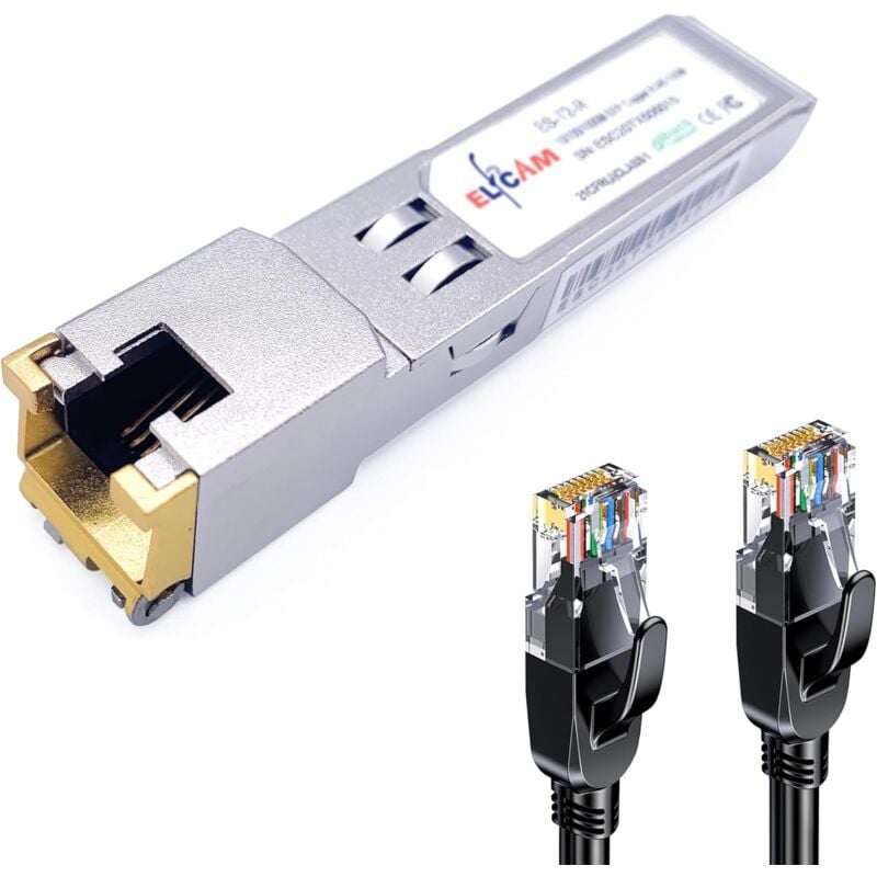 10Gb sfp+ en RJ45 pour Freebox Ultra, 10Go sfp+ Module 10Gbase-T-30m avec 80 Mètres Cat8 Câble Réseau - Elfcam