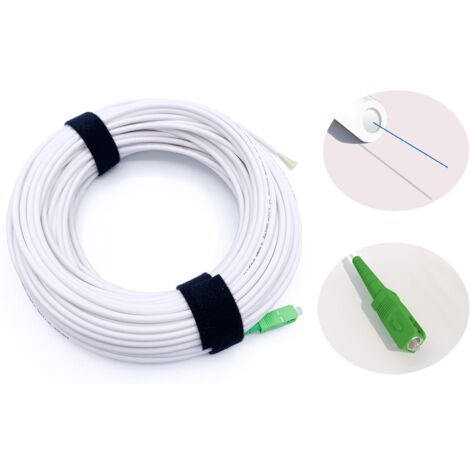 Elfcam® - 25 Metres Pigtail a Fibre Optique SC/APC Monomode OS2 sans Gaine LSZH, Blanc, Diametre de Cable : 4,0mm