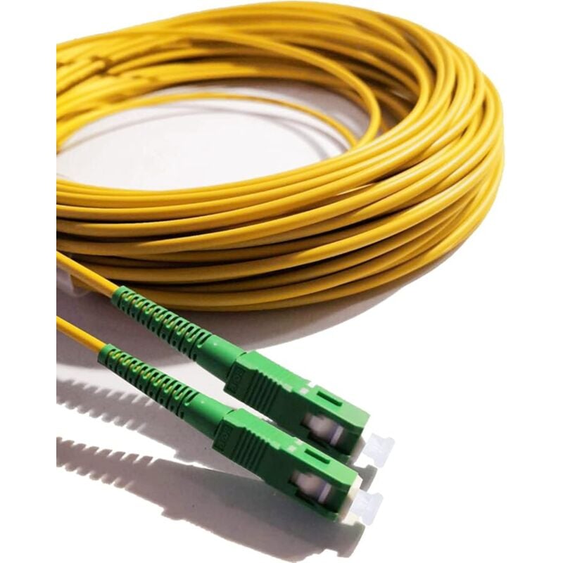 Câble Fibre Optique sc-apc à sc-apc - 40m (Jaune), Jarretière Optique Ultra Performante, 9/125μm Monomode, Compatible Livebox, sfr Box, Bbox,