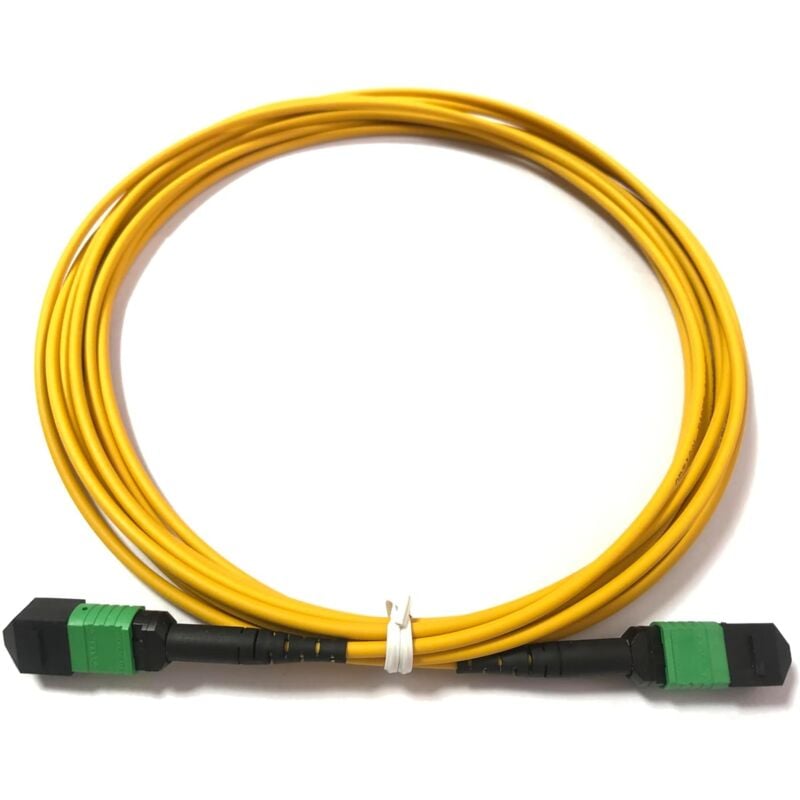 Elfcam - 100m Câble Fibre Optique 12 Fibres mpo/apc Femelle vers mpo/apc Femelle, Polarité de Type b, Monomode OS2 pour 40G qsfp+, 100G QSFP28, 100