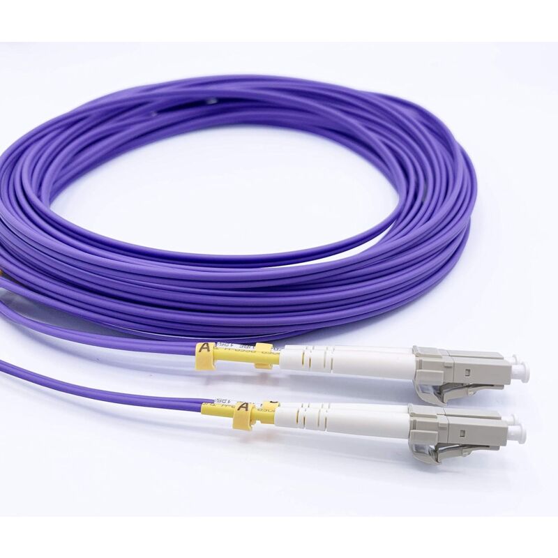 Elfcam - Cable a Fibre Optique lc/upc a lc/upc OM4 Multimode Duplex, Jarretiere Fibre Optique 50/125um lszh (70M)