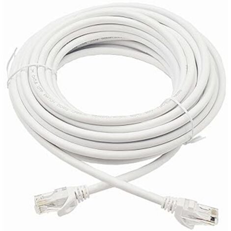 Elfcam - 40m Câble Réseau Ethernet RJ45 Cat 6 Rond Blanc, 1Gbps, 26AWG, Connecteurs RJ45 Haute Qualité, LAN WAN, Ultra Fiable, Idéal PC, Console, Routeur, Modem, Box Fibre
