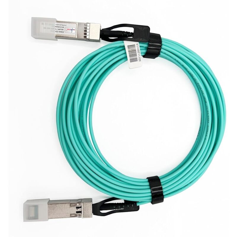 Elfcam - 8 Metres Cable Fibre Optique 100Gbit/s OM3 QSFP28 a QSFP28 aoc Cable,8m