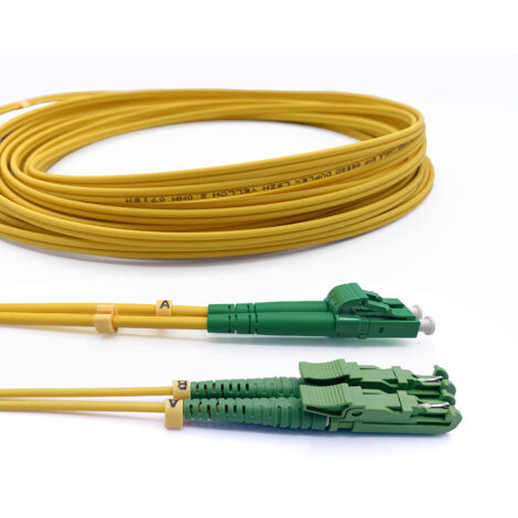 Elfcam® - Cable a Fibre Optique E2000/APC a LC/APC Monomode Duplex, 9/125um Jarretiere Optique LSZH (30M)