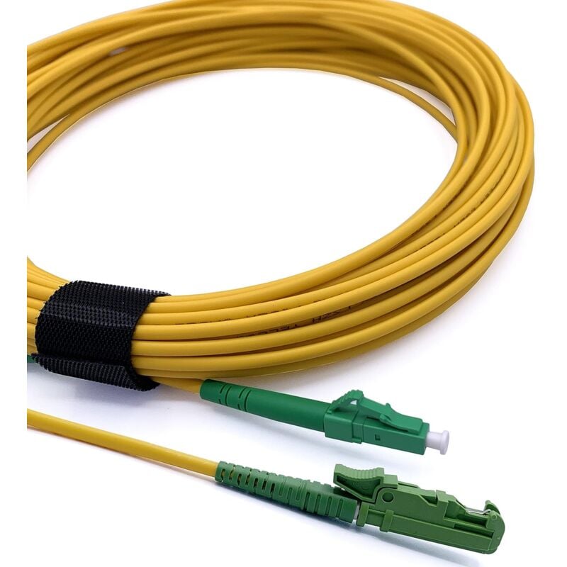 Elfcam - Cable a Fibre Optique E2000/APC a lc/apc Monomode Simplex, 9/125um Jarretiere Optique lszh (15M)
