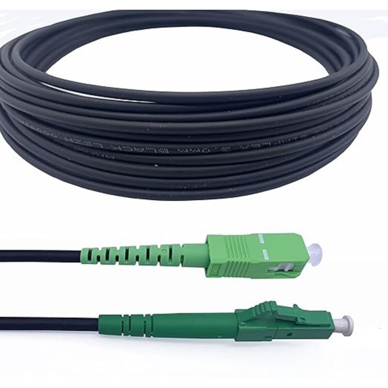 Elfcam - Cable a Fibre Optique en Acier Blinde sc/apc a lc/apc OS2 Simplex Monomode lszh, Noir (15M)