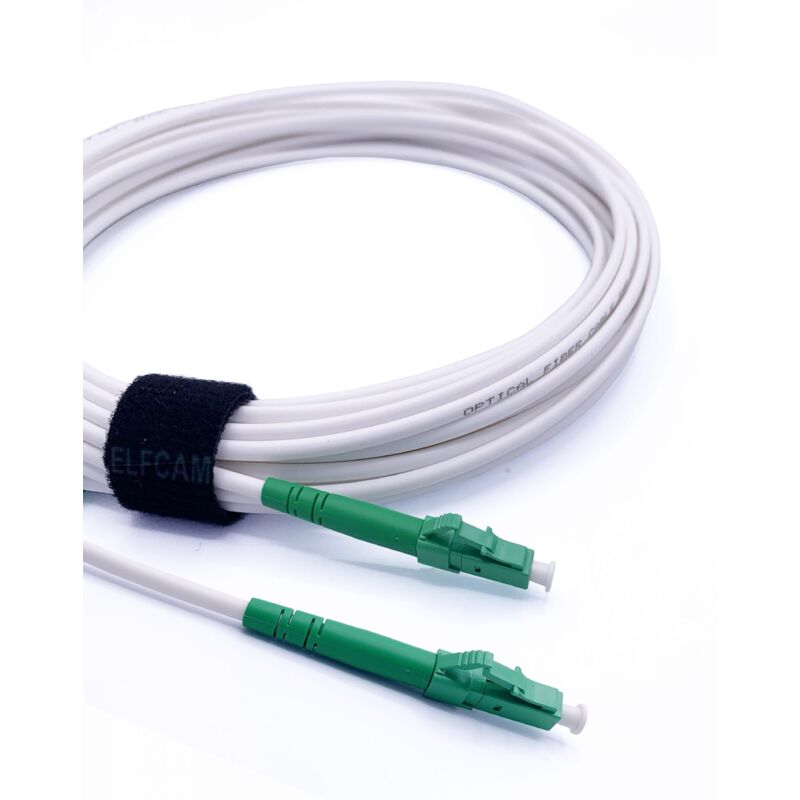 Elfcam - Câble Fibre Optique lc/apc à lc/apc - 20m (Blanc), Jarretière Optique Simplex Monomode 9/125μm lszh